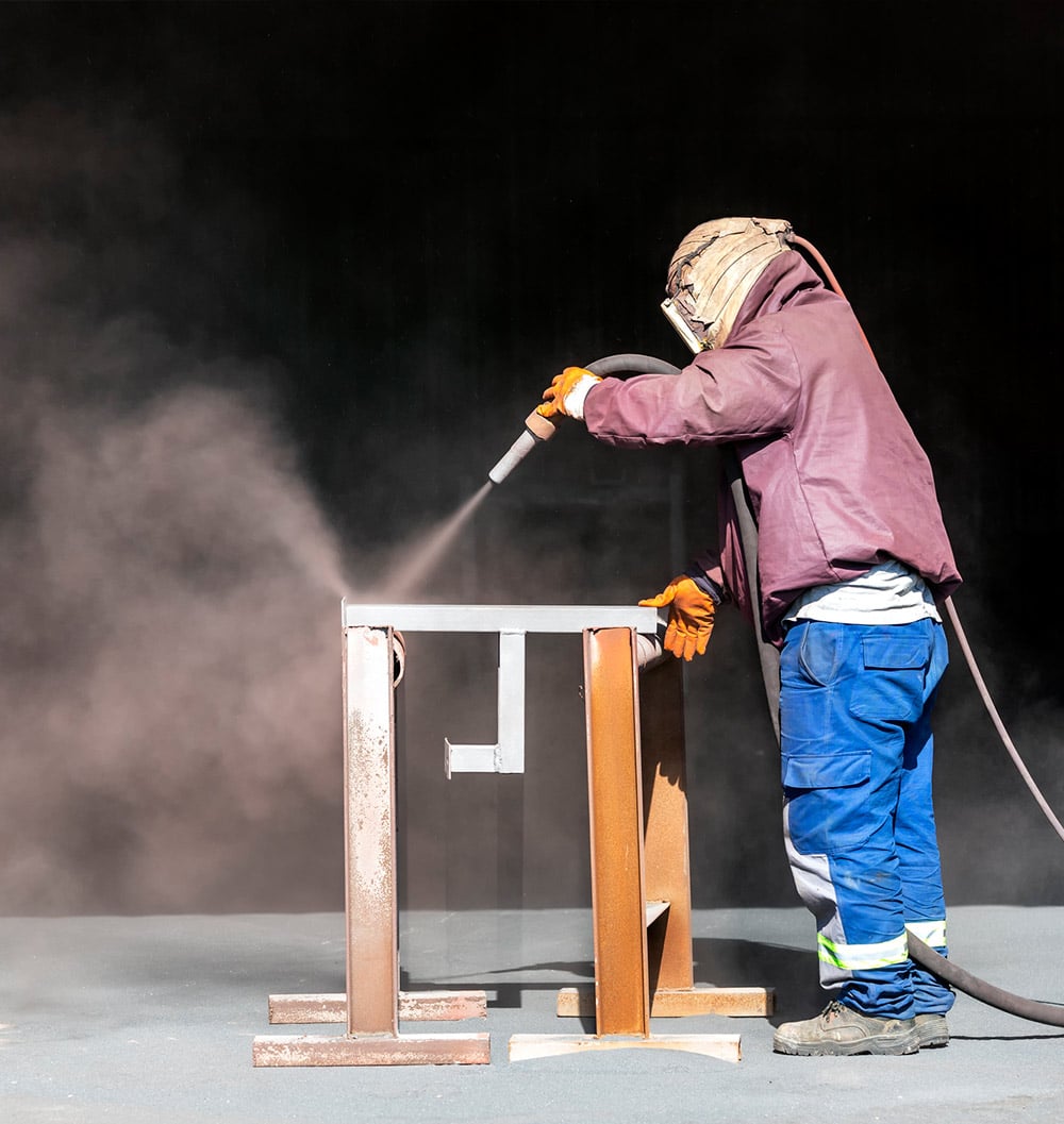 Sandblasting Large Metal Part